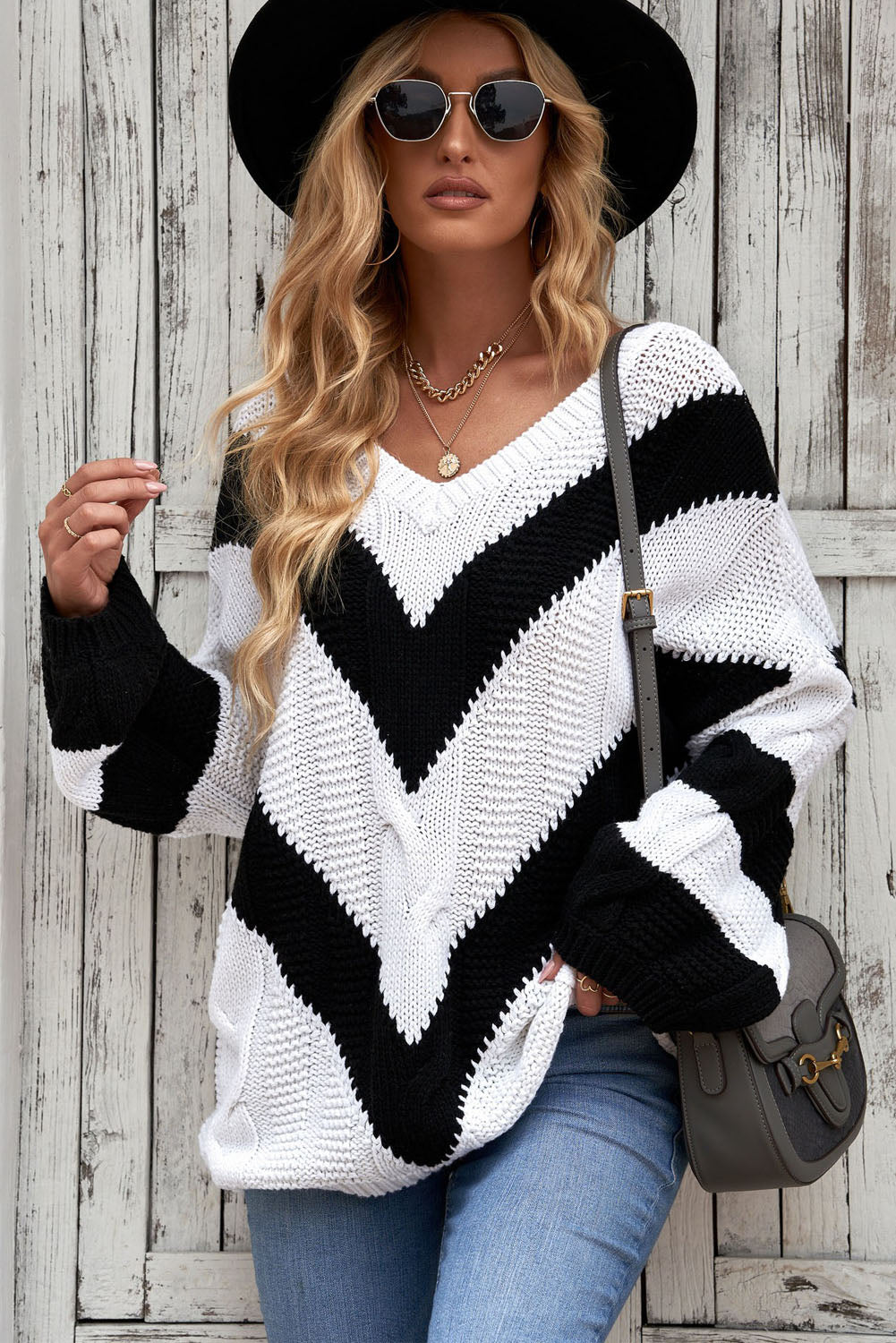 Cable Knit V Neck Sweater | V Neck Sweater Dress | Classy Fashion Chic