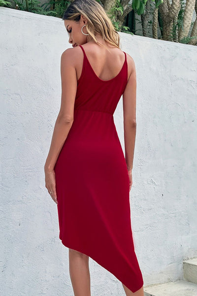 Asymmetrical Midi Dress | Red Asymmetrical Dress | Classy Fashion Chic