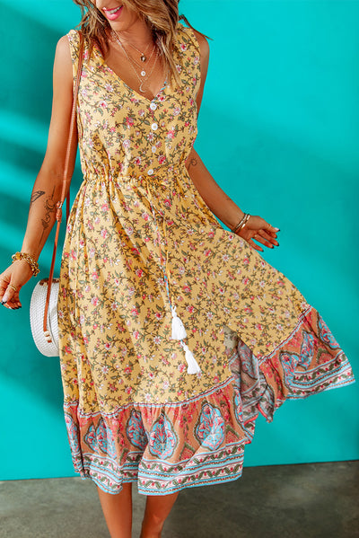 Boho Midi Dress |  Sleeveless Boho Dress | Classy Fashion Chic