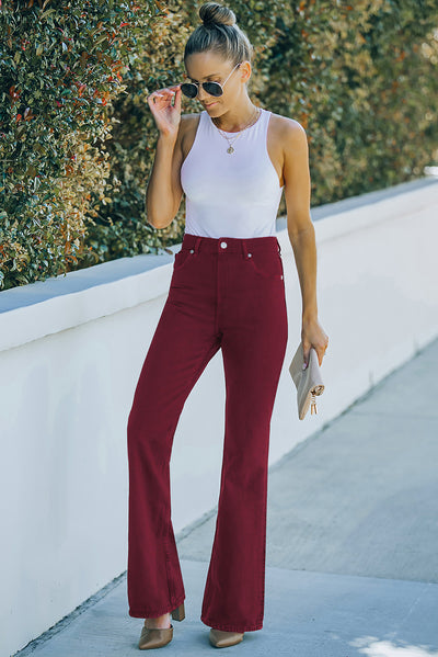 High Waist Flare Jeans with Pockets - Classy Fashion Chic