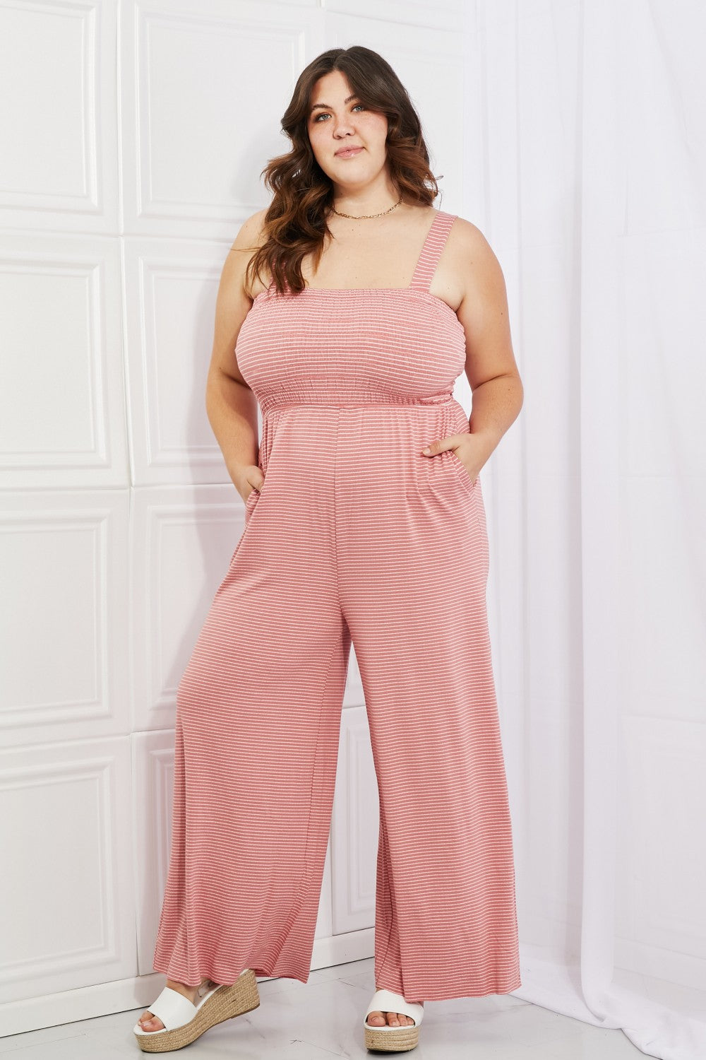 Full Size Striped Jumpsuit