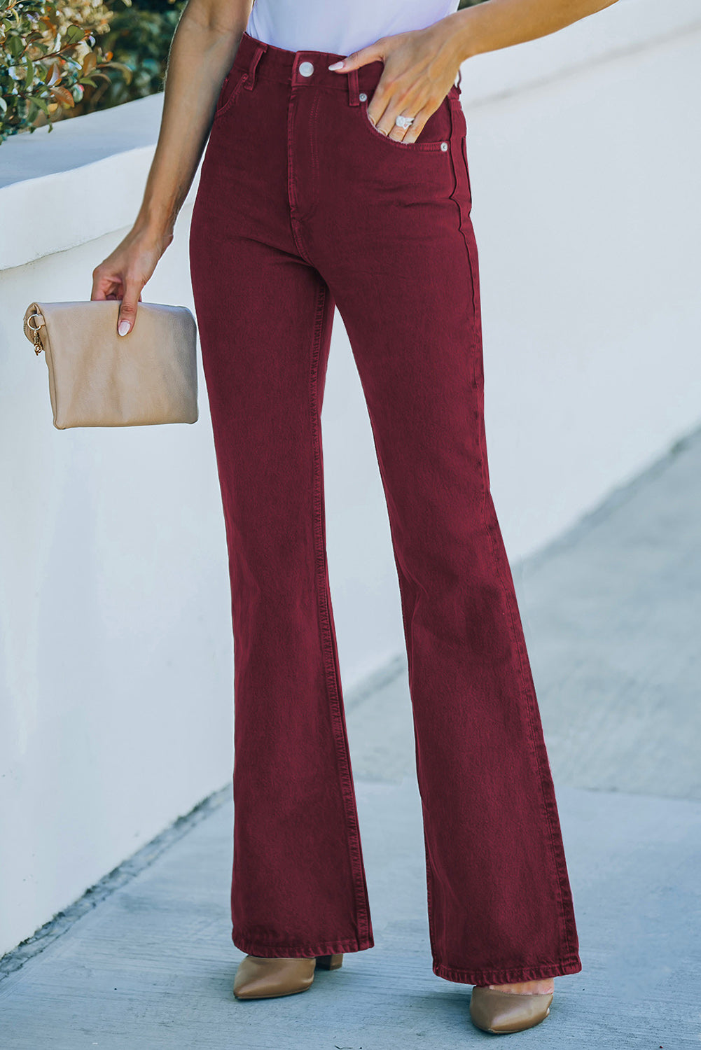 High Waist Flare Jeans with Pockets - Classy Fashion Chic