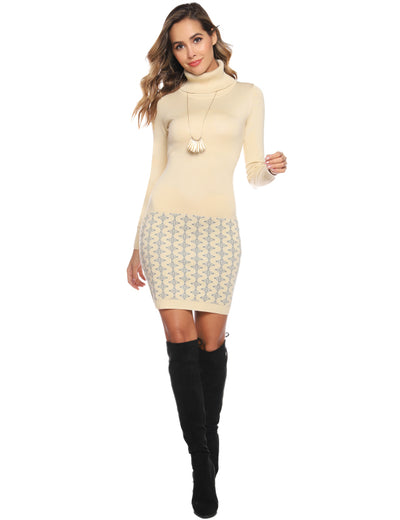 Casual/  Comfortable And Warm Hem Patchwork Sweater Dress