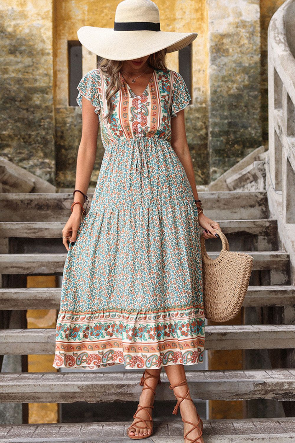Bohemian Maxi Dress | Flutter Sleeve Dress | Classy Fashion Chic