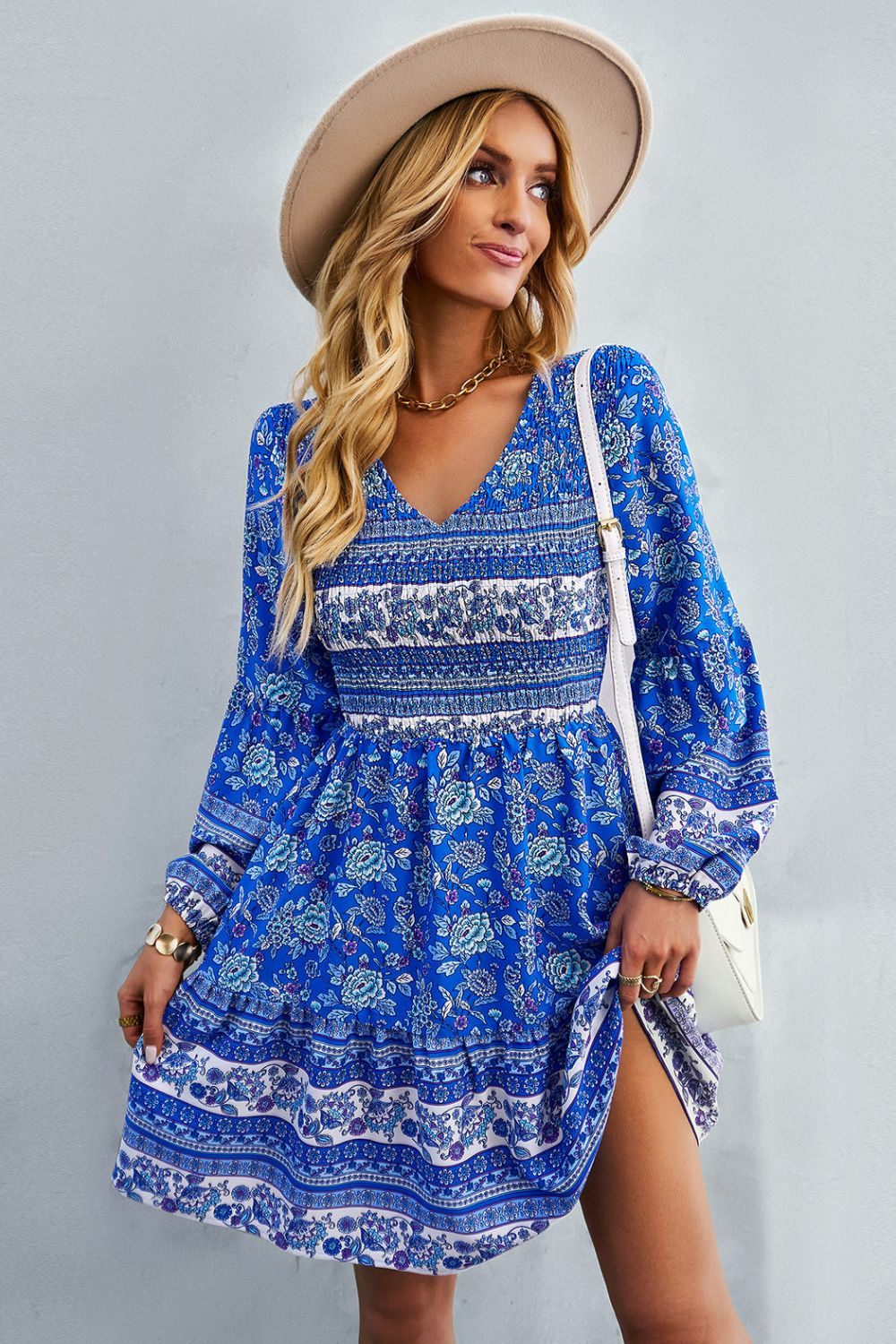 Long Sleeve Boho Dress | V Neck Boho Dress | Classy Fashion Chic