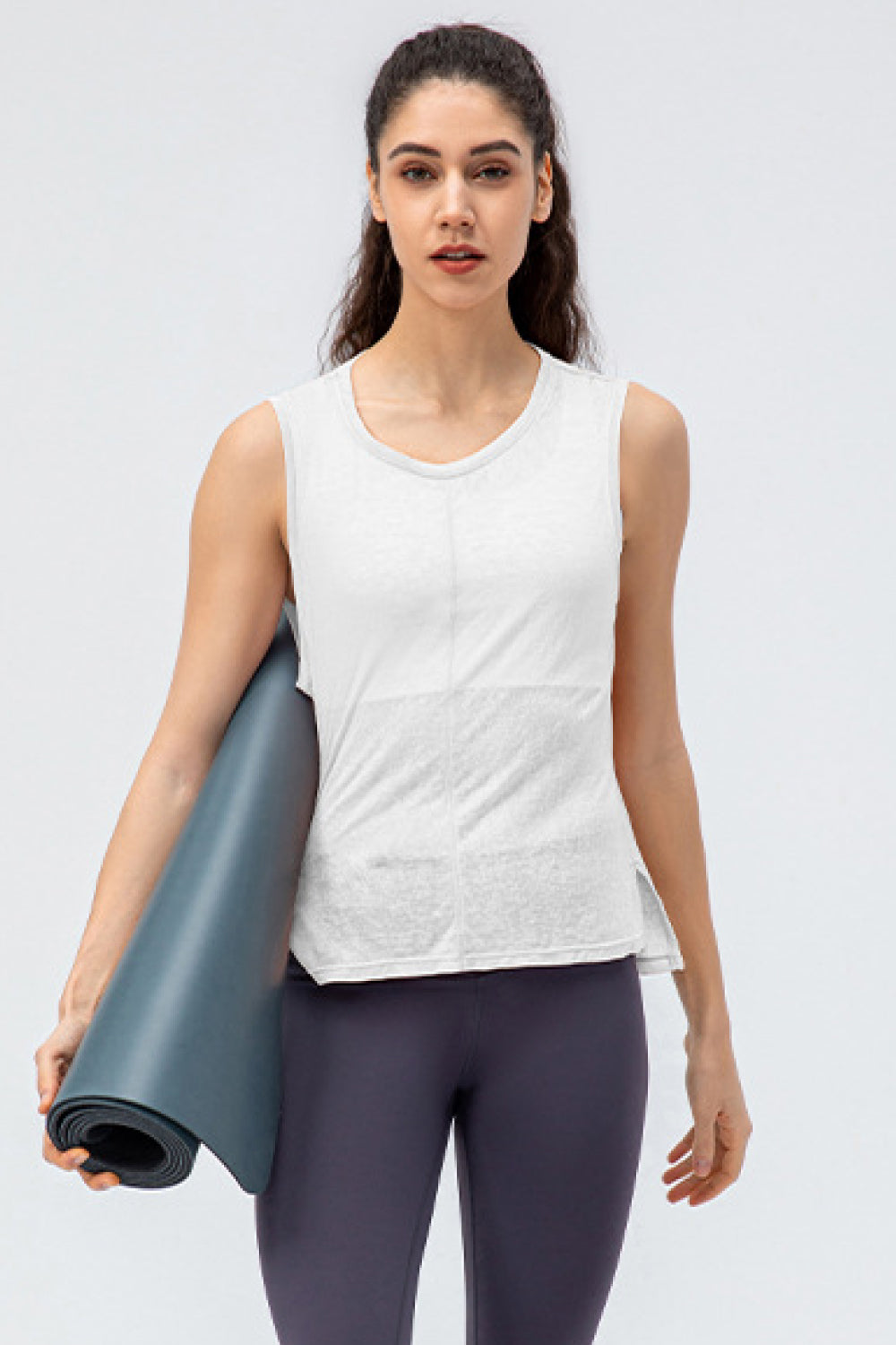 Side Slit High-Low Sleeveless Athletic Top - Classy Fashion Chic